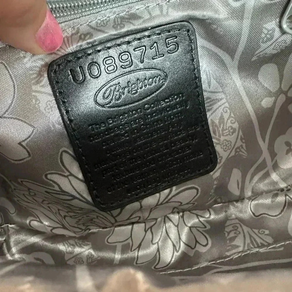 Brighton Black Rose Leather Bag with gold chain - box and dust bag - Picture 7 of 11